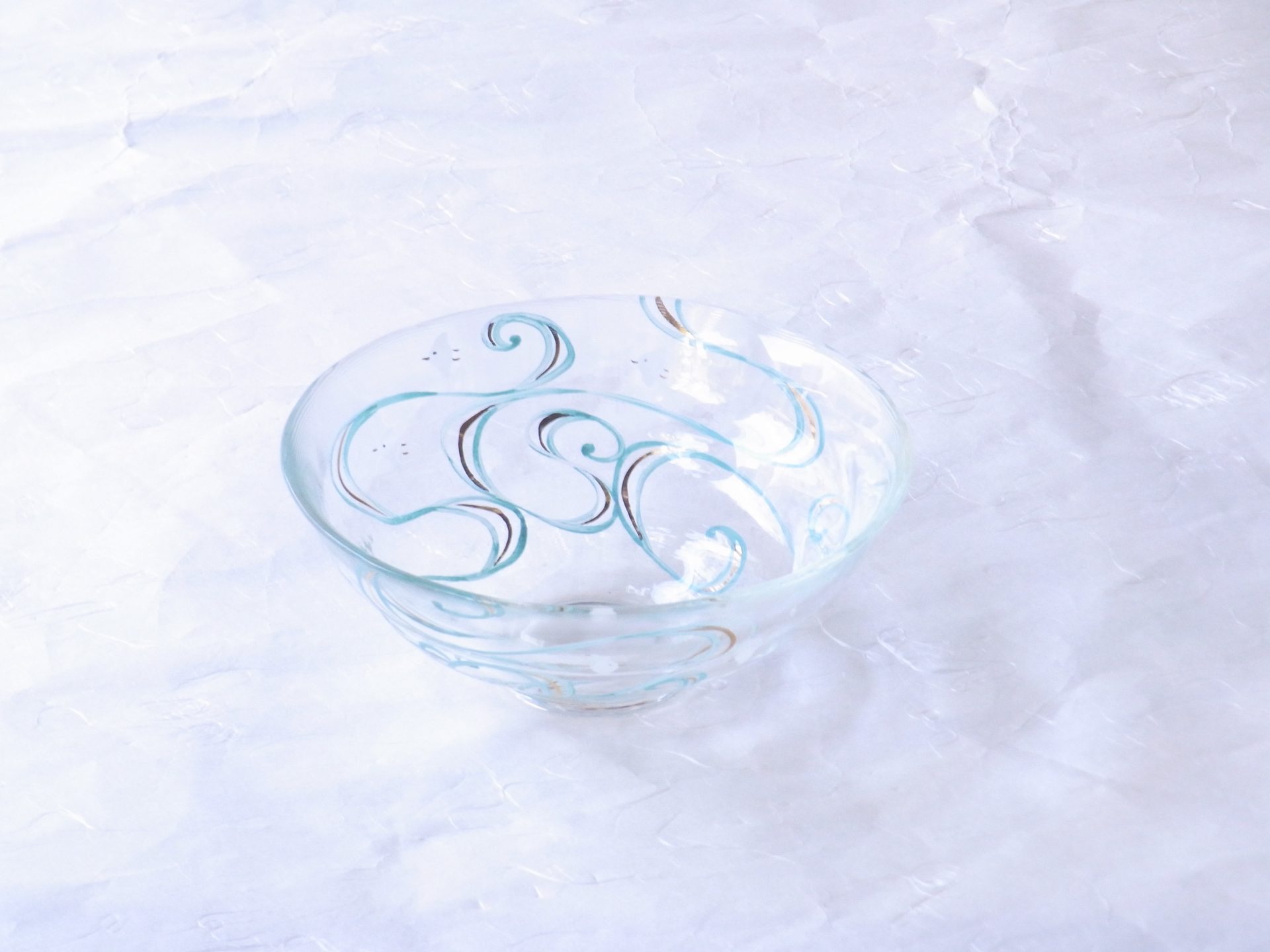 日本製 こてまり 波千鳥 耐熱ガラス 抹茶碗 | 小林漆陶 映える器